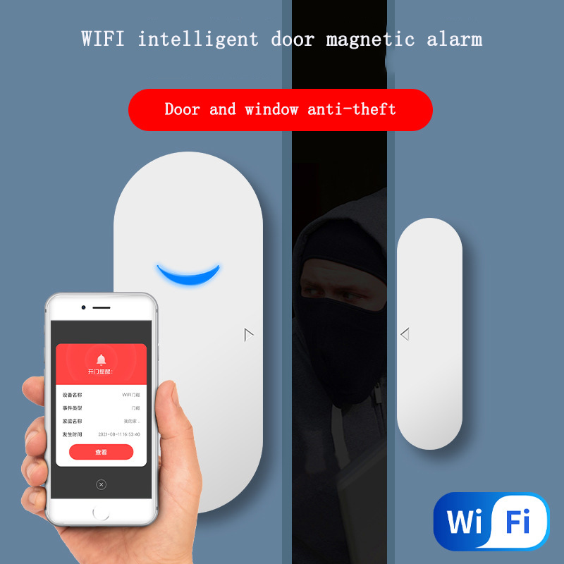 Wireless Door Sensor - เซ็นเซอร์ไร้สายสำหรับประตูหน้าต่าง ระบบเตือนภัยกันขโมยแบบไร้สาย พร้อมระบบตรวจจับแม่เหล็กอัจฉริยะ เชื่อมต่อแอป Tuya ผ่าน