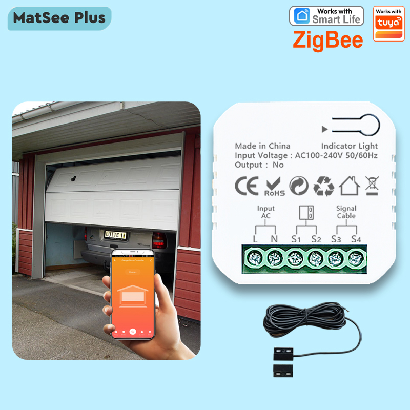 Smart Home Plus - Tuya Smart Life ZigBee โรงรถเปิดประตูควบคุมด้วยเซ็นเซอร์ประตูติดต่อแห้ง App